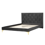 Bett mit Lattenrost Samtstoff LIMOUX 140 x 200 cm Schwarz