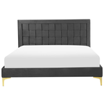 Bett mit Lattenrost Samtstoff LIMOUX 140 x 200 cm Schwarz