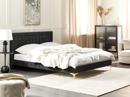 Bett mit Lattenrost Samtstoff LIMOUX 160 x 200 cm Schwarz