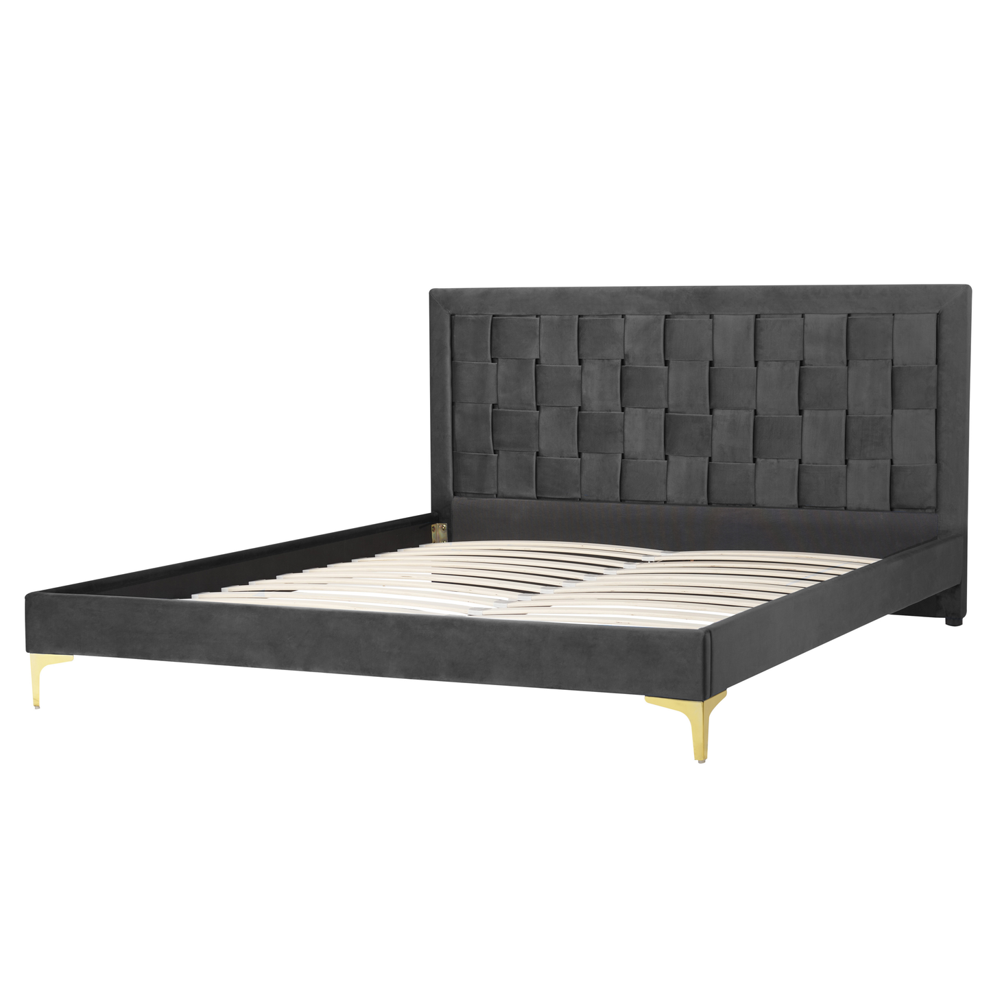 Bett mit Lattenrost Samtstoff LIMOUX 160 x 200 cm Schwarz