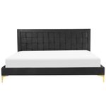 Bett mit Lattenrost Samtstoff LIMOUX 180 x 200 cm Schwarz
