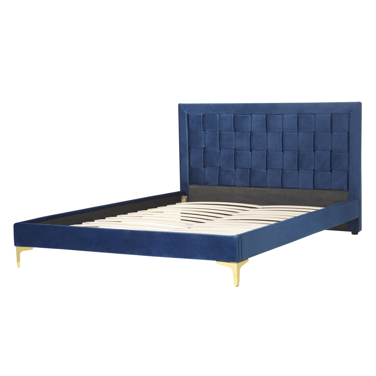 Bett mit Lattenrost Samtstoff LIMOUX 140 x 200 cm Marineblau