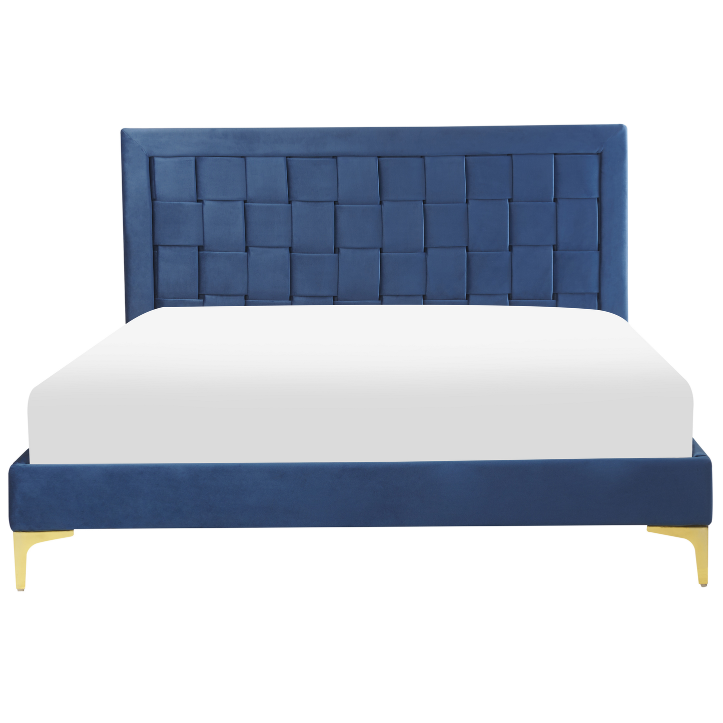 Bett mit Lattenrost Samtstoff LIMOUX 140 x 200 cm Marineblau