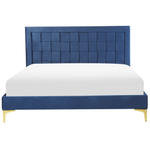 Bett mit Lattenrost Samtstoff LIMOUX 140 x 200 cm Marineblau