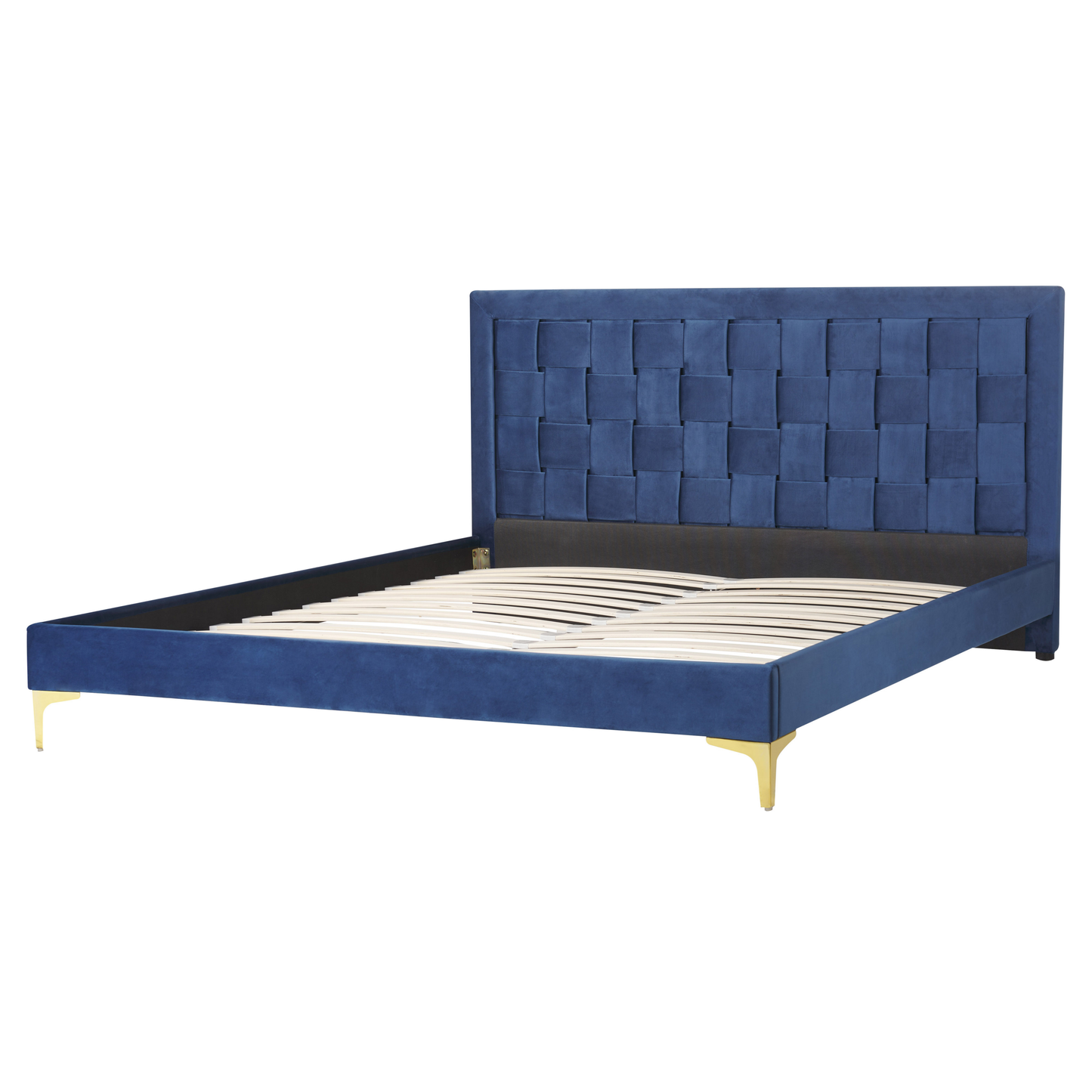 Bett mit Lattenrost Samtstoff LIMOUX 160 x 200 cm Marineblau