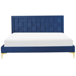 Bett mit Lattenrost Samtstoff LIMOUX 160 x 200 cm Marineblau