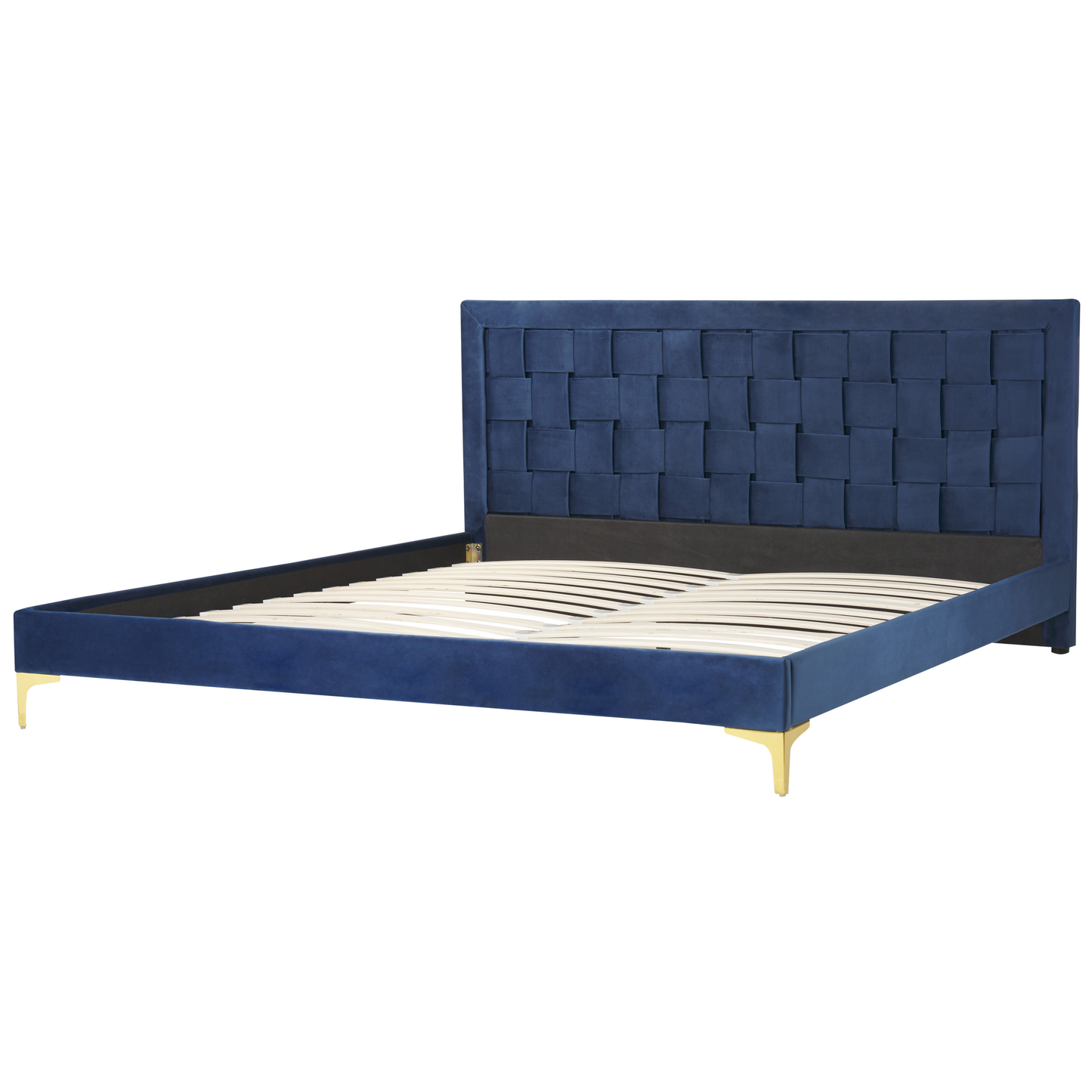 Bett mit Lattenrost Samtstoff LIMOUX 180 x 200 cm Marineblau