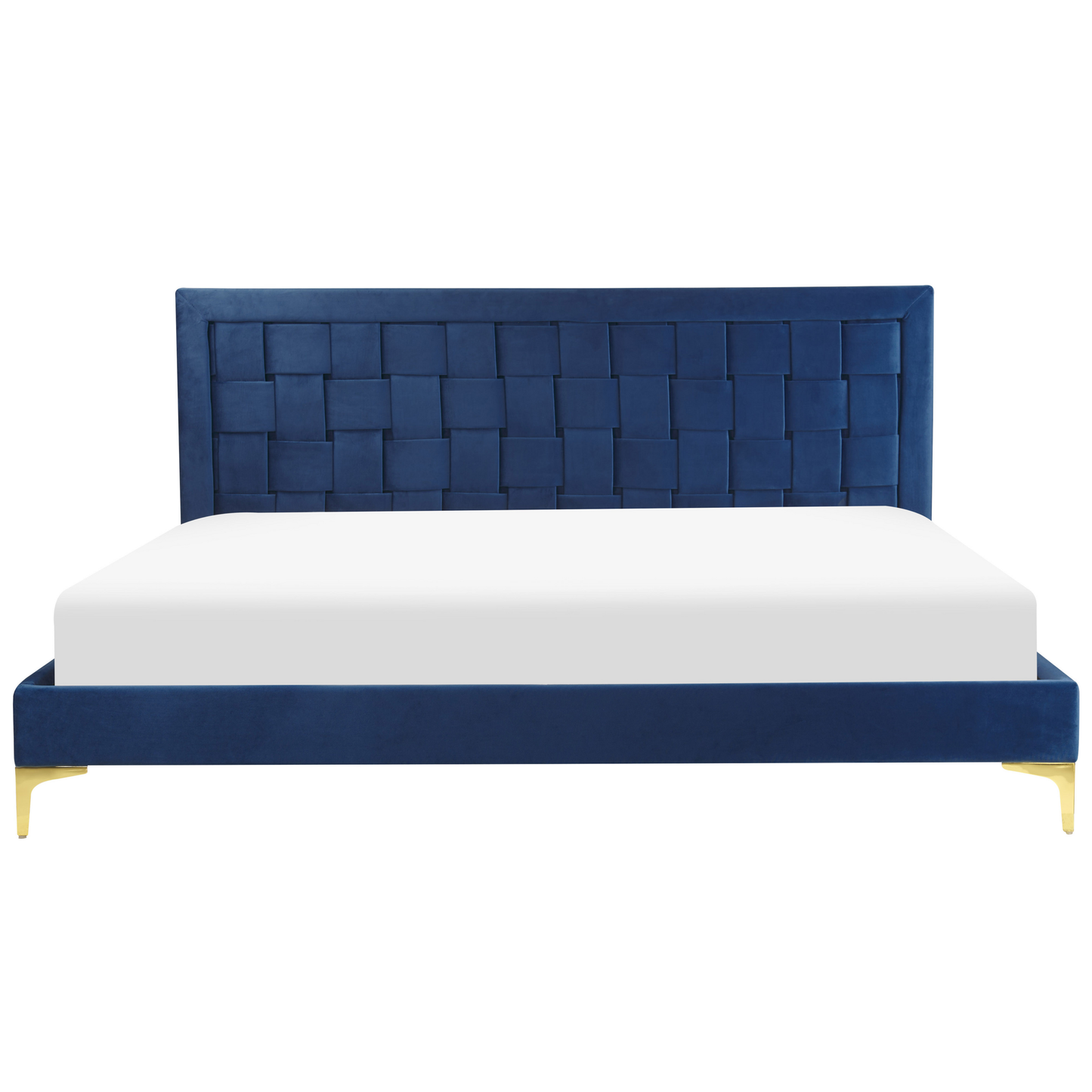 Bett mit Lattenrost Samtstoff LIMOUX 180 x 200 cm Marineblau