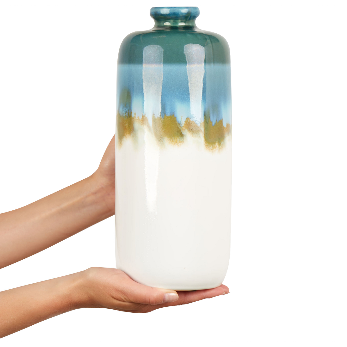 Steinzeug Blumenvase 31 Bunt Weiss COLOSSE