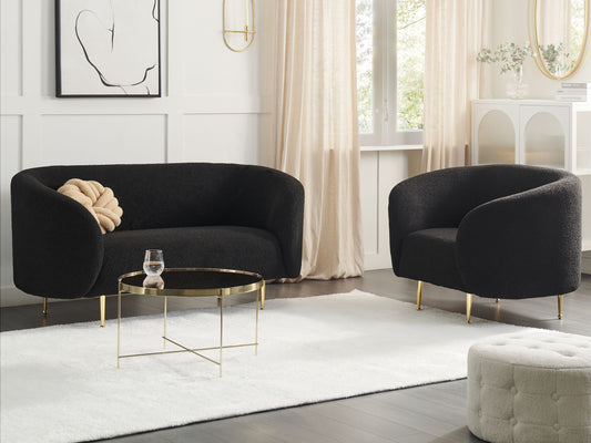 Sofasæt Bouclé sort 3-personers LOEN