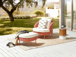 Gartensessel mit Ottomane ARCILLE Polyrattan Pfirsichrosa