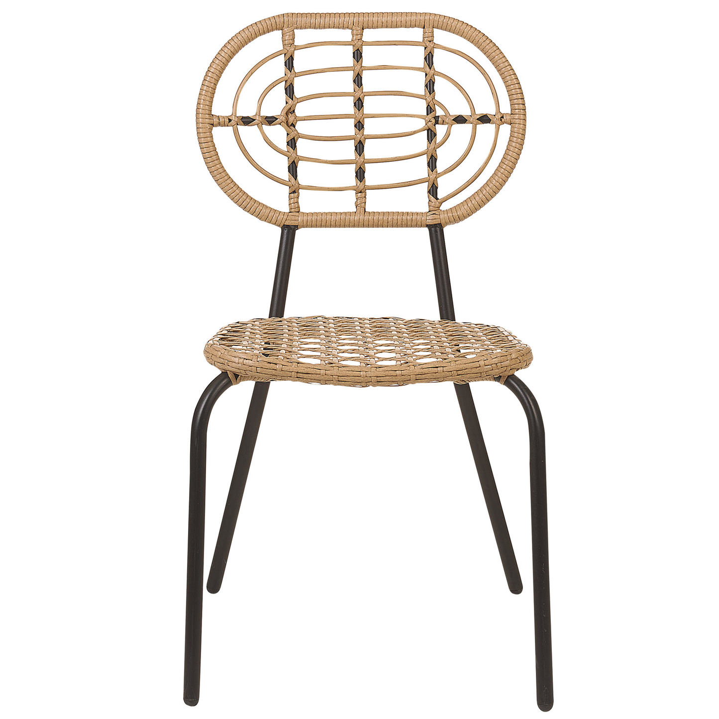 Gartenstuhl 4er Set PRATELLO Polyrattan Naturfarben