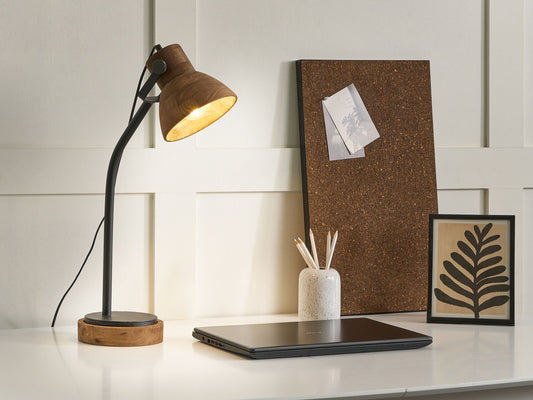 Schreibtischlampe KOLAR Mango Holz Dunkelbraun