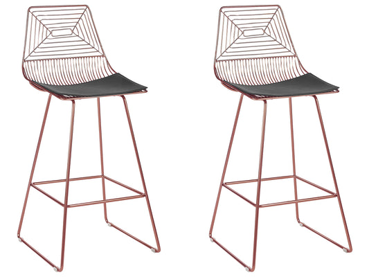 Set mit 2 Barstühlen BISBEE Metall Roségold