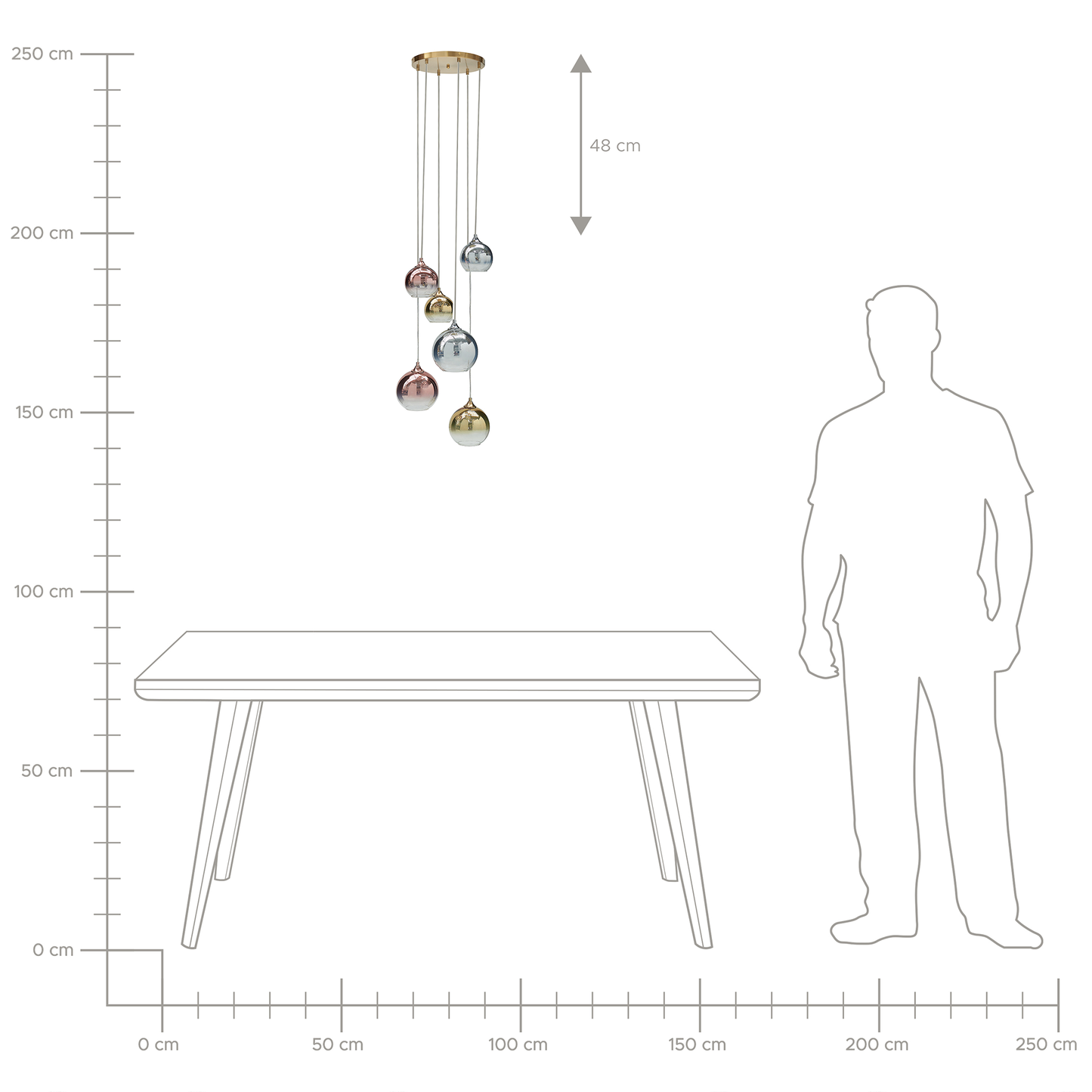 Hängelampe TOOMA Glas Messing
