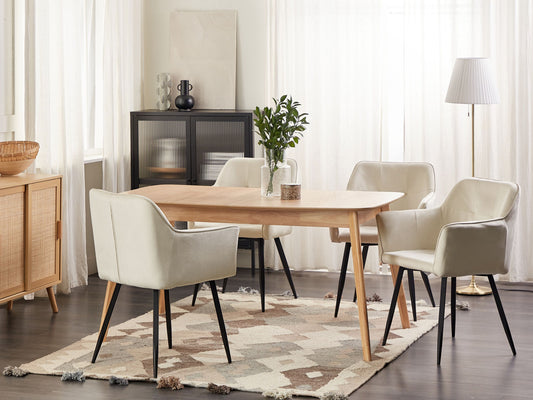 Esszimmerstuhl 2er Set JASMIN Samtstoff Creme