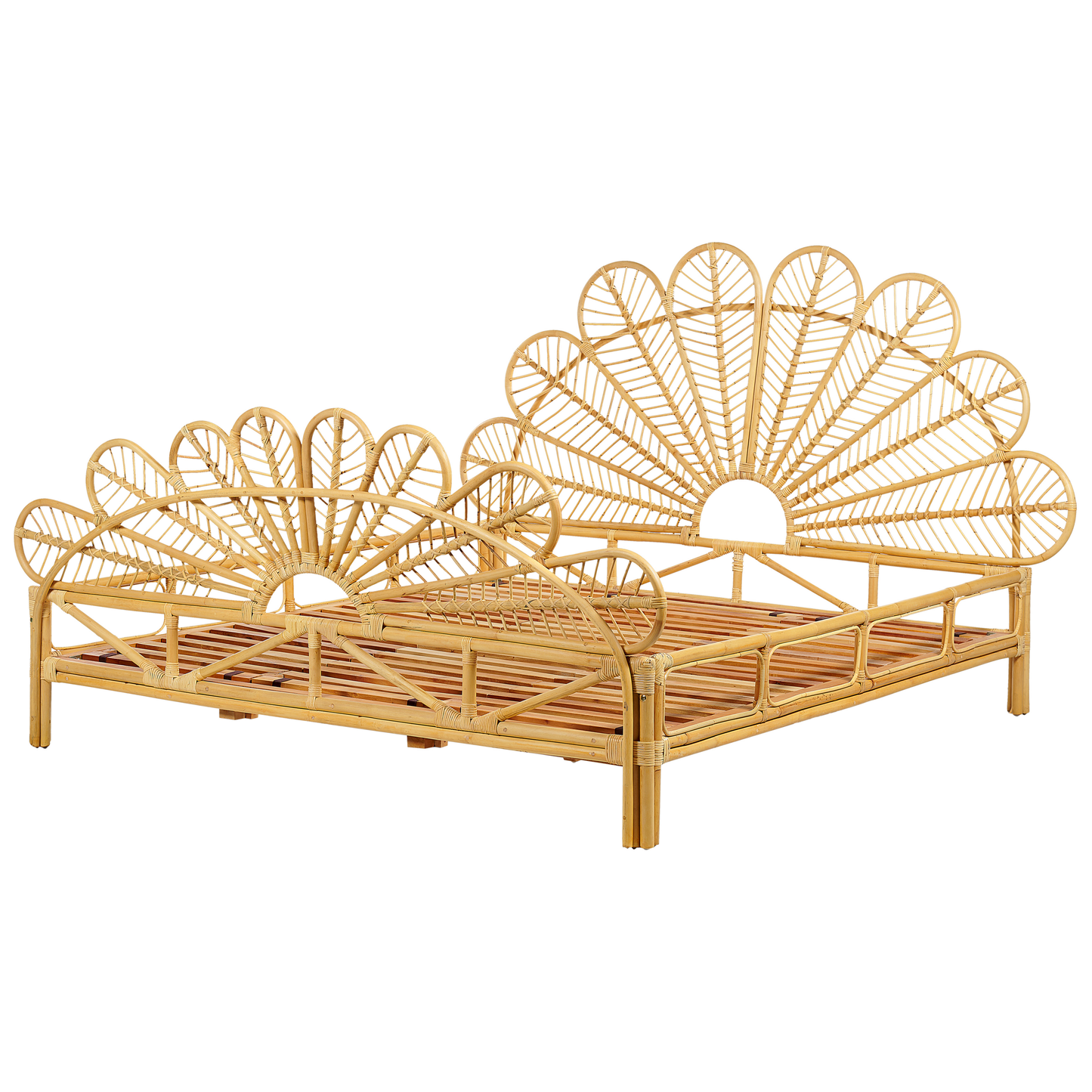 Bett mit Lattenrost Rattan FLORENTINE 180 x 200 cm Hellbraun