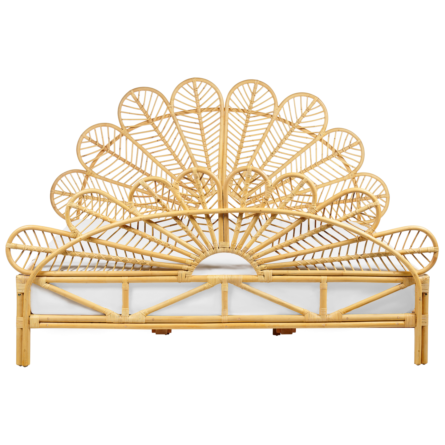 Bett mit Lattenrost Rattan FLORENTINE 180 x 200 cm Hellbraun