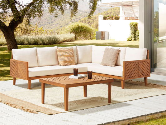 Garten Ecksofa mit Tisch 4-Sitzer BARATTI linksseitig Akazienholz Braun