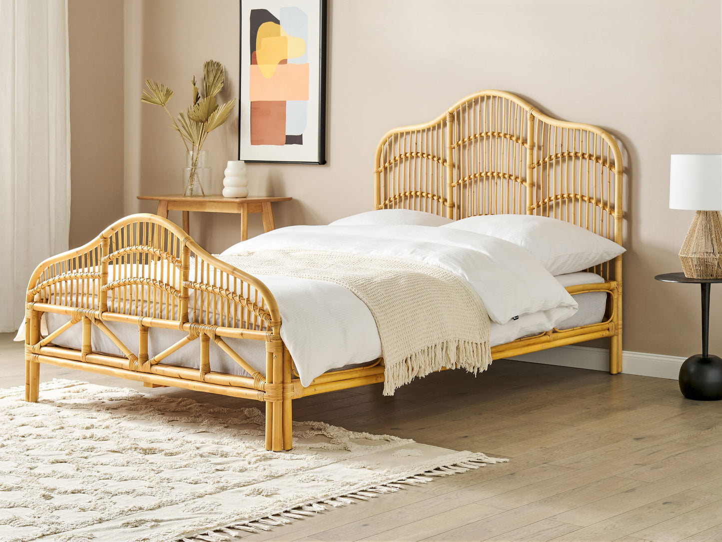 Bett mit Lattenrost Rattan DOMEYROT 140 x 200 cm Hellbraun
