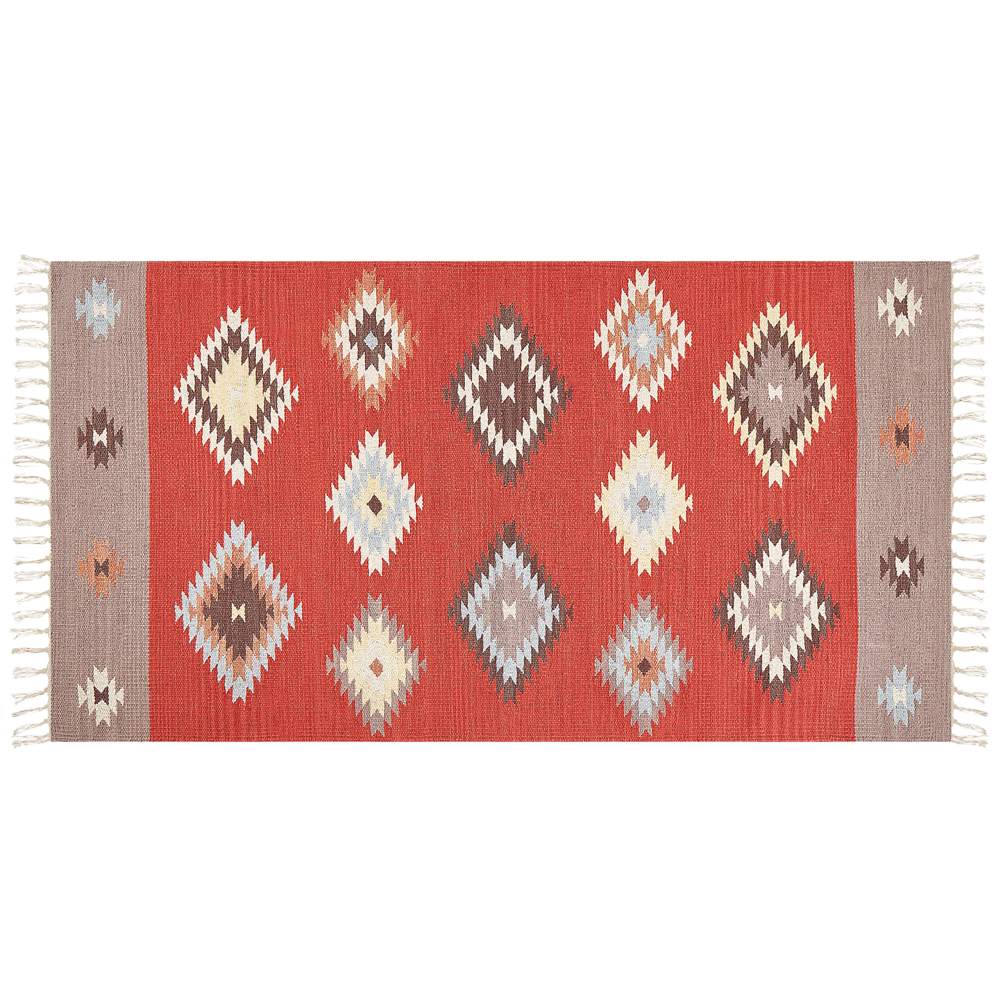 Kelim Teppich Baumwolle mehrfarbig 80 x 150 cm geometrisches Muster Kurzflor LORUT