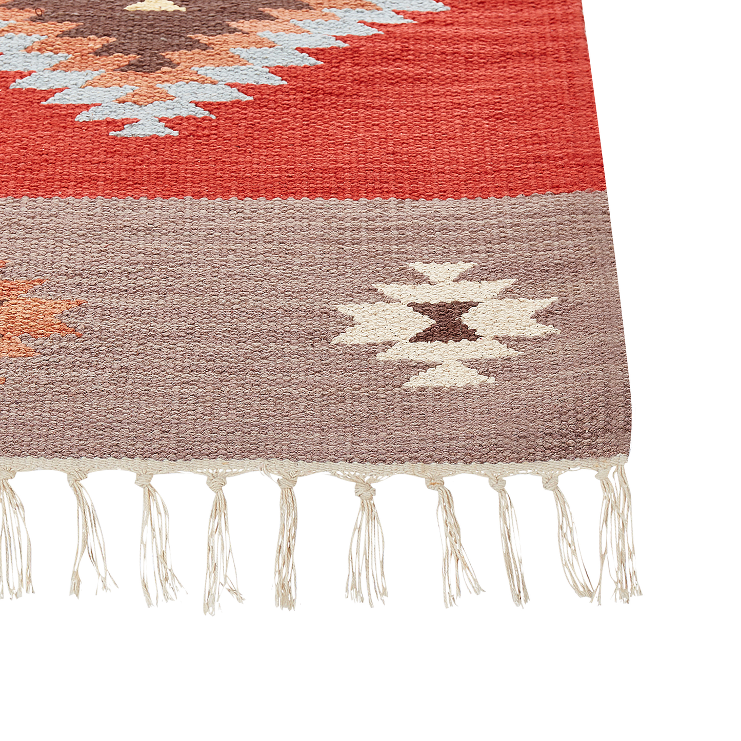 Kelim Teppich Baumwolle mehrfarbig 200 x 300 cm geometrisches Muster Kurzflor LORUT