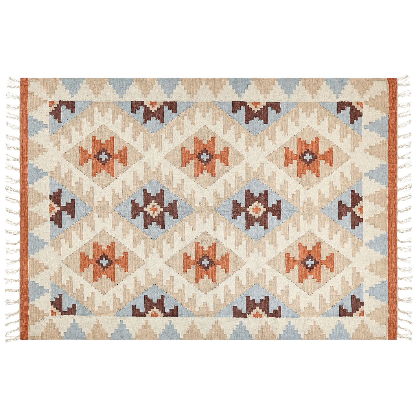 Kelim Teppich Baumwolle mehrfarbig 160 x 230 cm geometrisches Muster Kurzflor DILIJAN