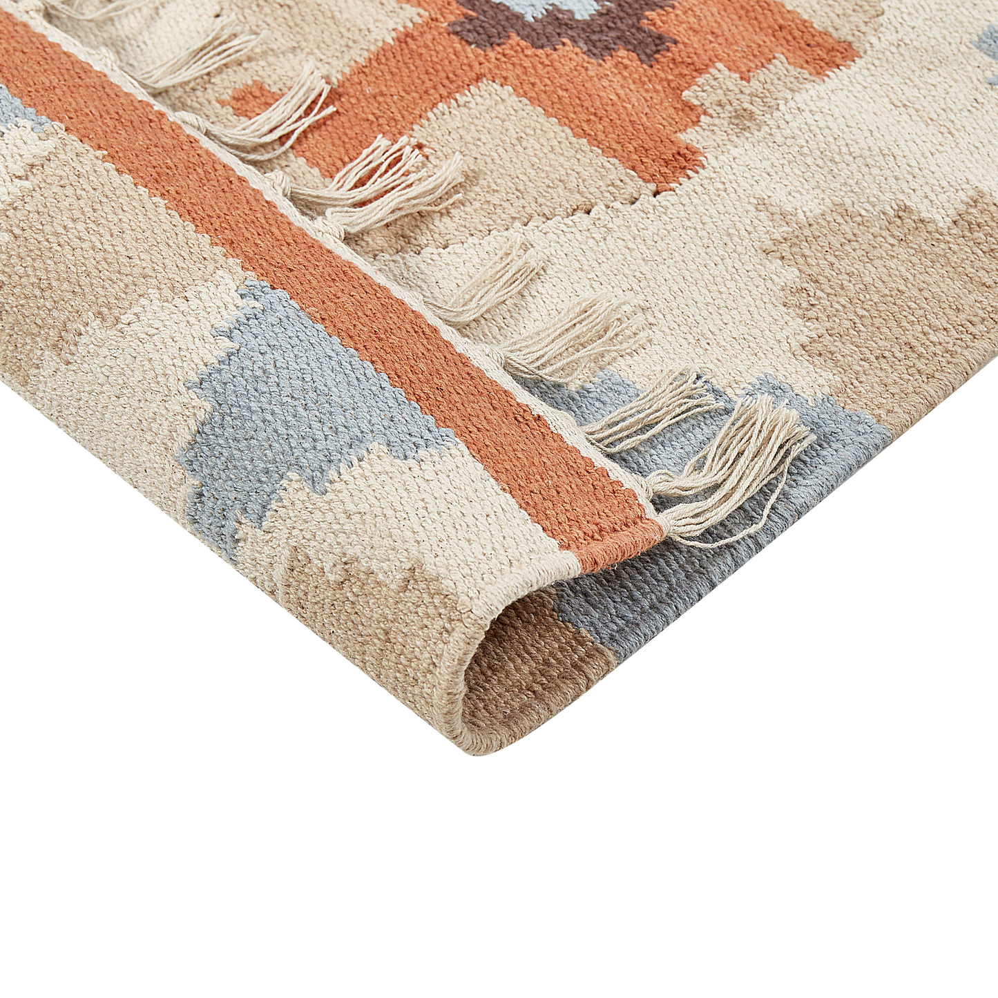 Kelim Teppich Baumwolle mehrfarbig 80 x 300 cm geometrisches Muster Kurzflor DILIJAN