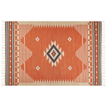 Kelim Teppich Baumwolle orange 200 x 300 cm geometrisches Muster Kurzflor GAVAR