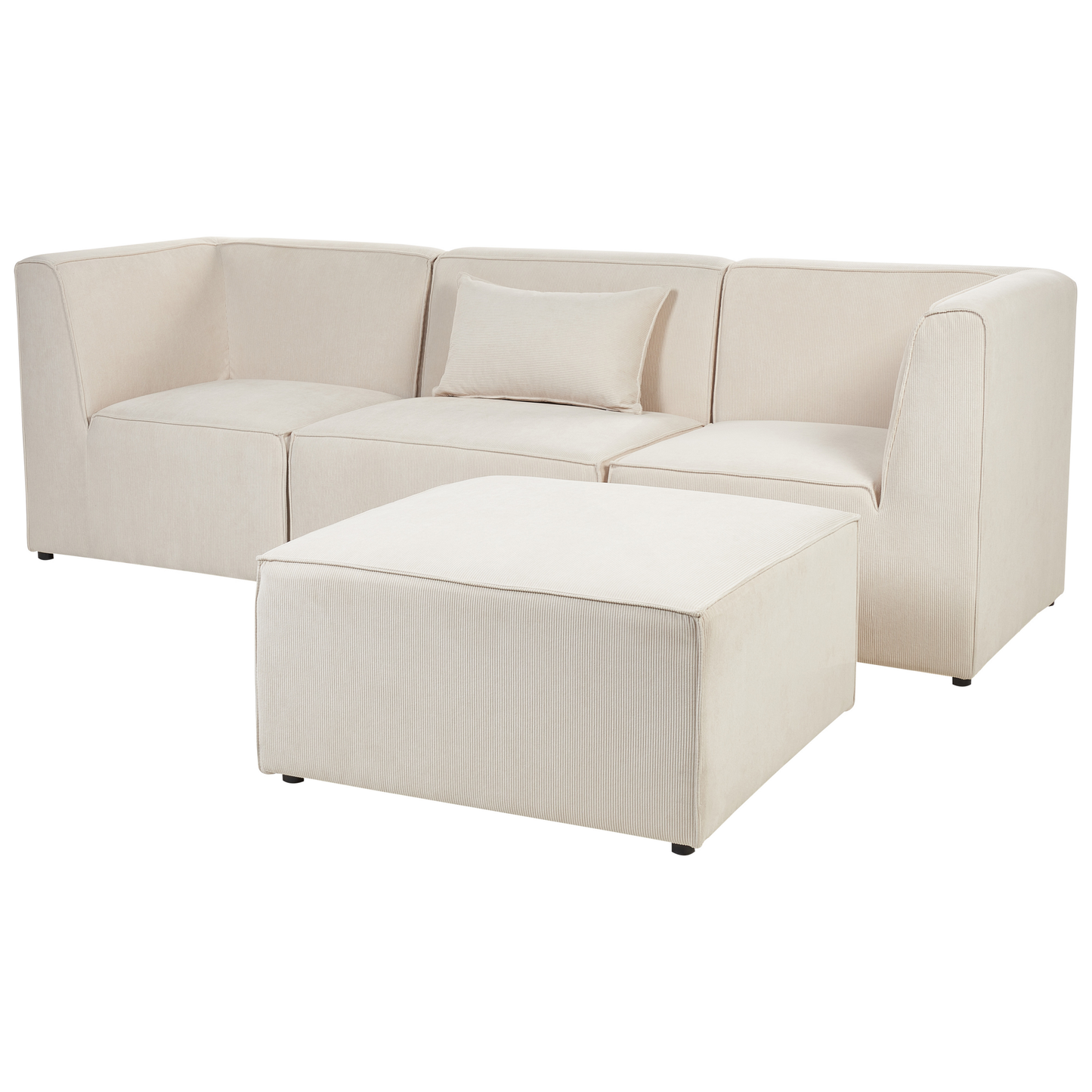 3-Sitzer Sofa Cord hellbeige mit Ottomane LEMVIG