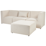 3-Sitzer Sofa Cord hellbeige mit Ottomane LEMVIG