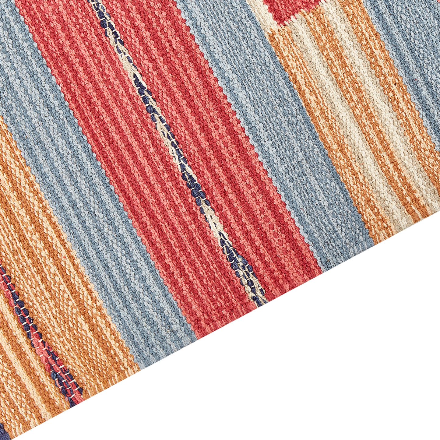 Kelim Teppich Baumwolle mehrfarbig 80 x 300 cm geometrisches Muster Kurzflor GANDZAK