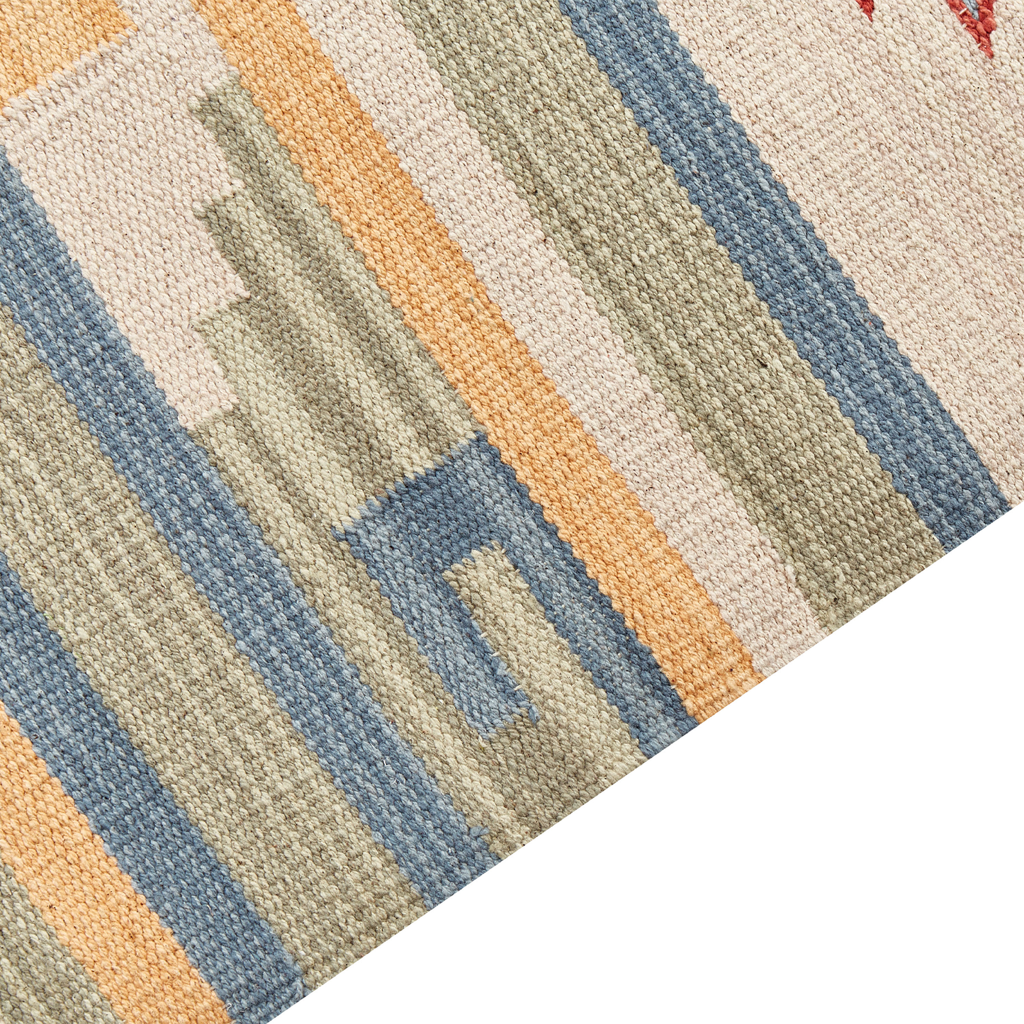 Kelim Teppich Baumwolle mehrfarbig 80 x 150 cm geometrisches Muster Kurzflor APARAN