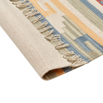 Kelim Teppich Baumwolle mehrfarbig 80 x 150 cm geometrisches Muster Kurzflor APARAN