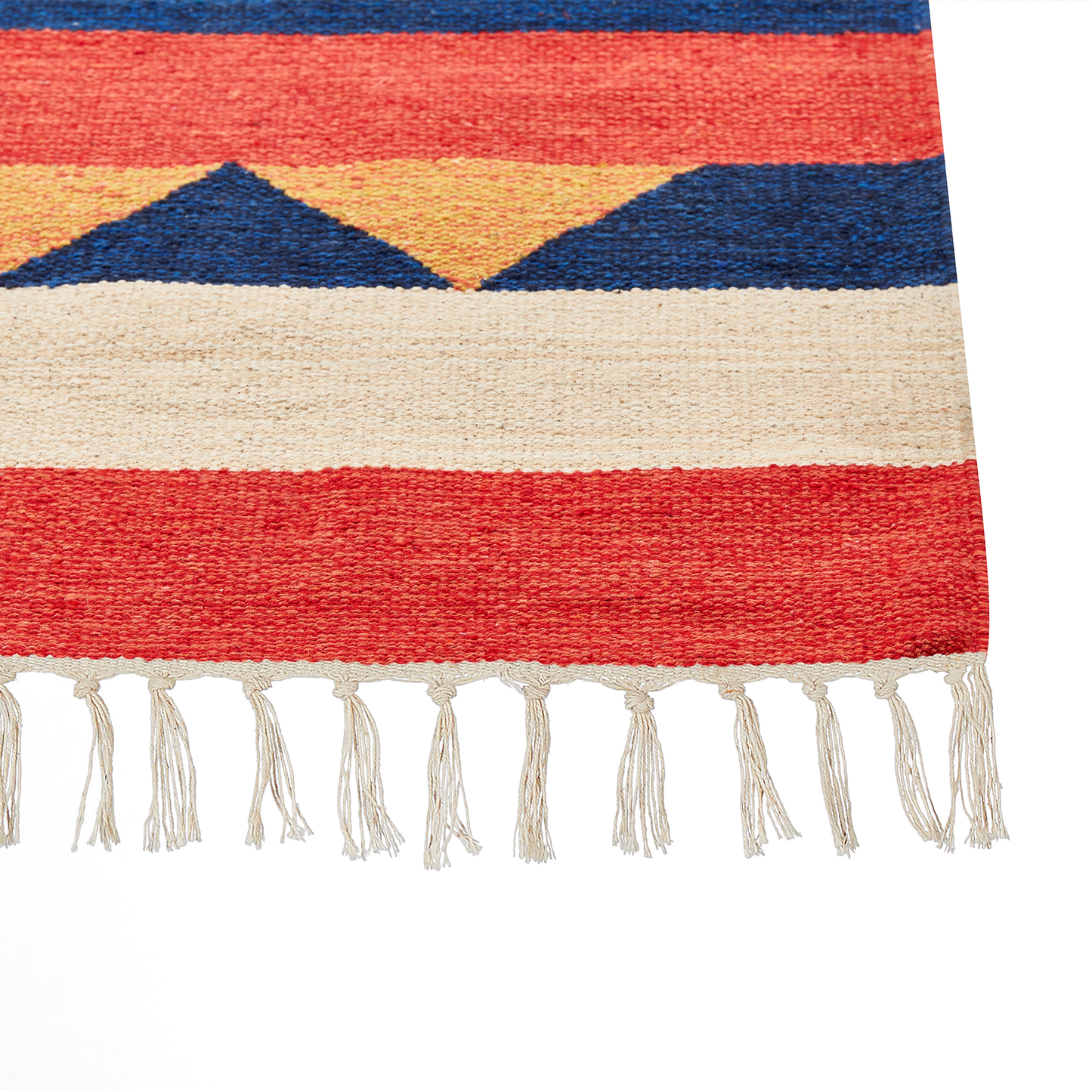 Kelim Teppich Baumwolle mehrfarbig 80 x 300 cm geometrisches Muster Kurzflor MARGARA