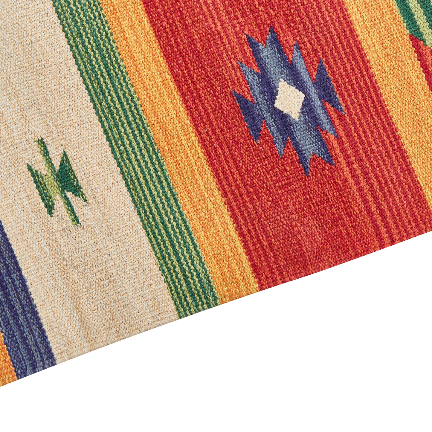 Kelim Teppich Baumwolle mehrfarbig 80 x 300 cm geometrisches Muster Kurzflor ALAPARS