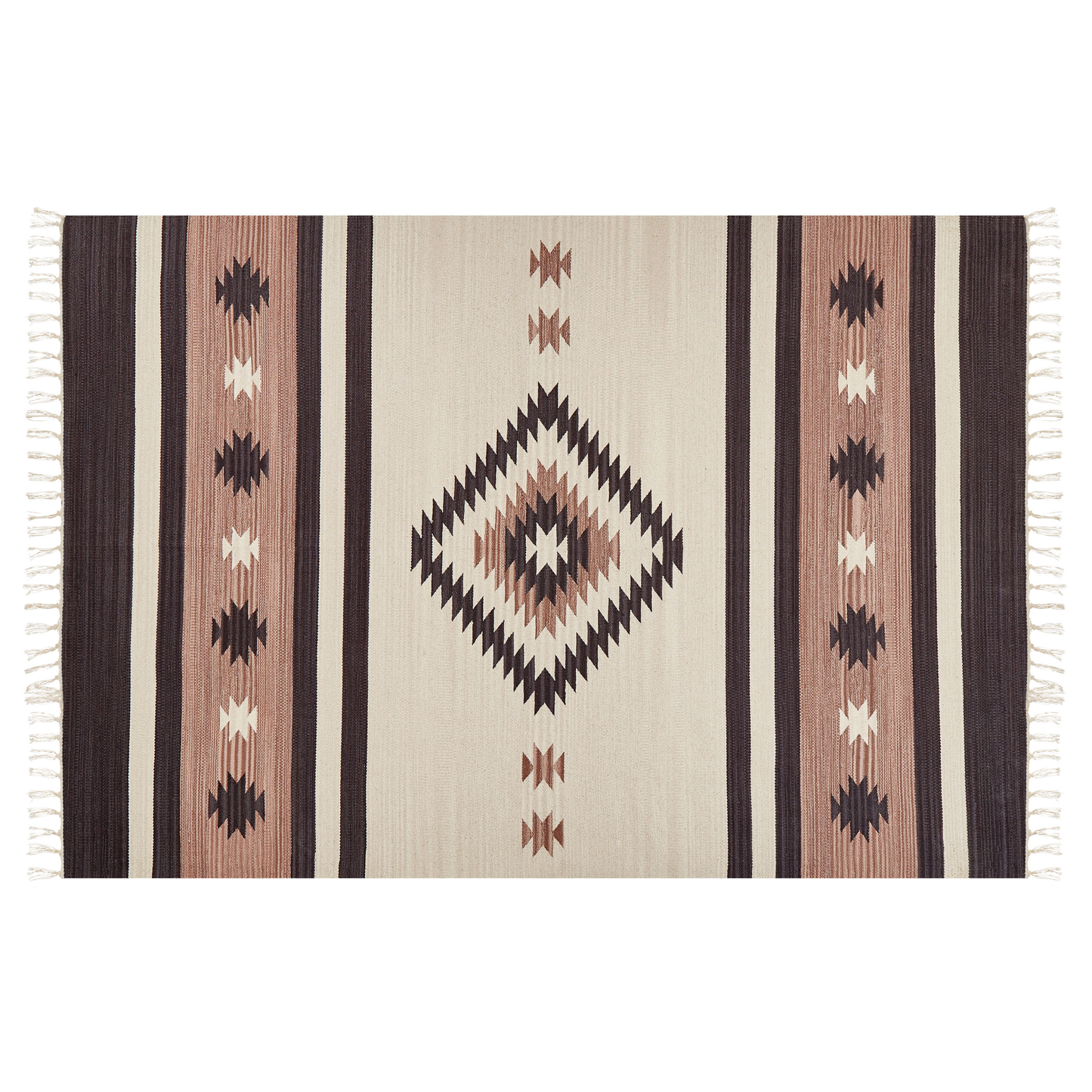 Kelim Teppich Baumwolle beige / braun 140 x 200 cm geometrisches Muster Kurzflor ARAGATS