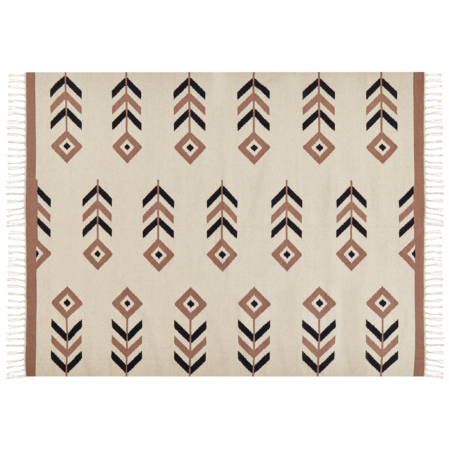 Kelim Teppich Baumwolle beige / schwarz 160 x 230 cm geometrisches Muster Kurzflor NIAVAN