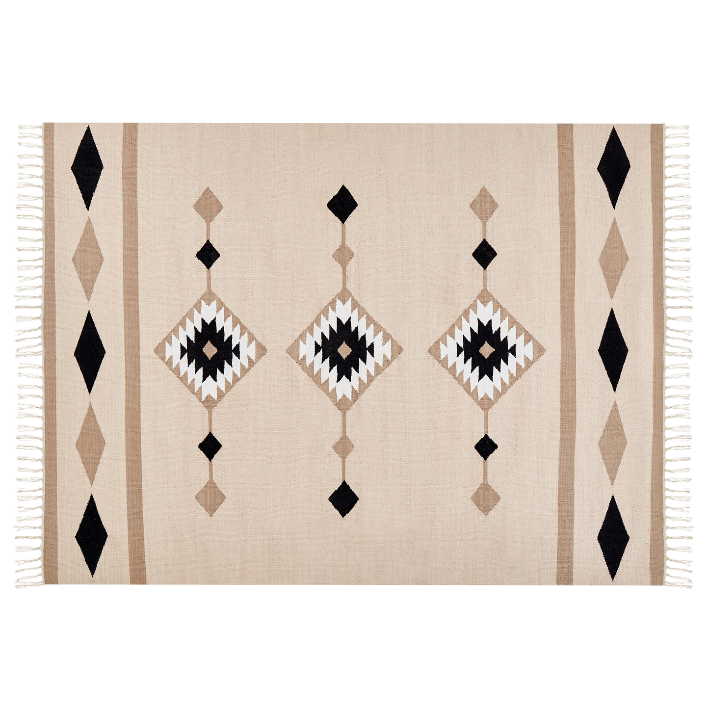 Kelim Teppich Baumwolle mehrfarbig 140 x 200 cm geometrisches Muster Kurzflor BERDIK