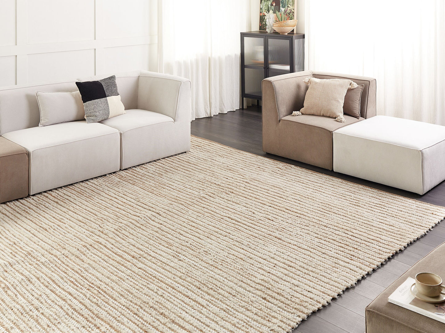 Teppich Baumwolle beige / weiss 300 x 400 cm BARKHAN
