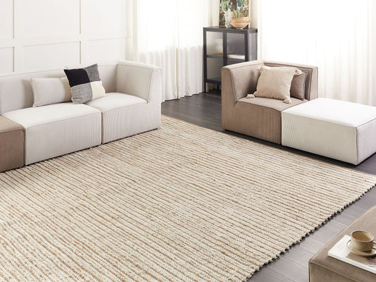 Teppich Baumwolle beige / weiss 300 x 400 cm BARKHAN