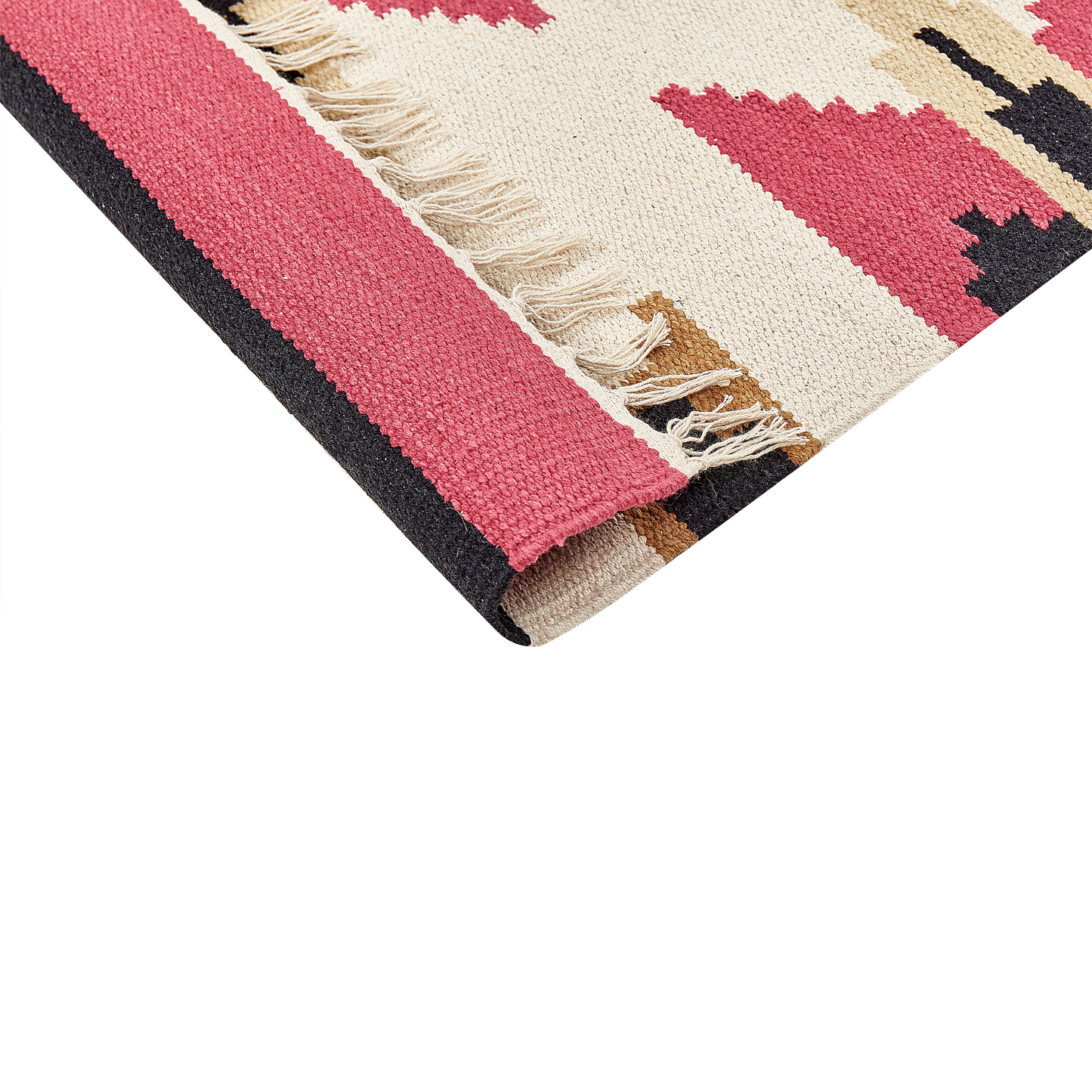 Kelim Teppich Baumwolle mehrfarbig 80 x 150 cm geometrisches Muster Kurzflor GARNI