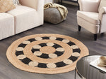Teppich Jute beige / schwarz ⌀ 140 cm Kurzflor HOVIT