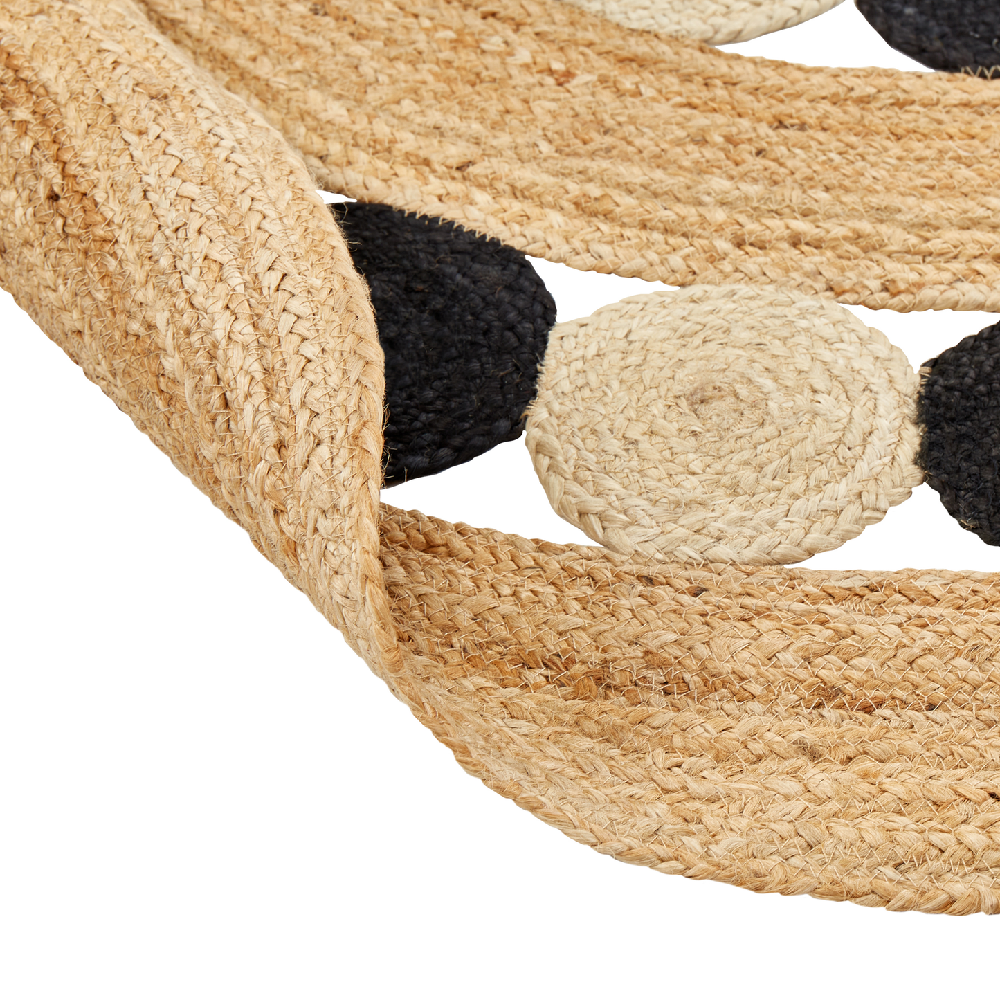 Teppich Jute beige / schwarz ⌀ 140 cm Kurzflor HOVIT