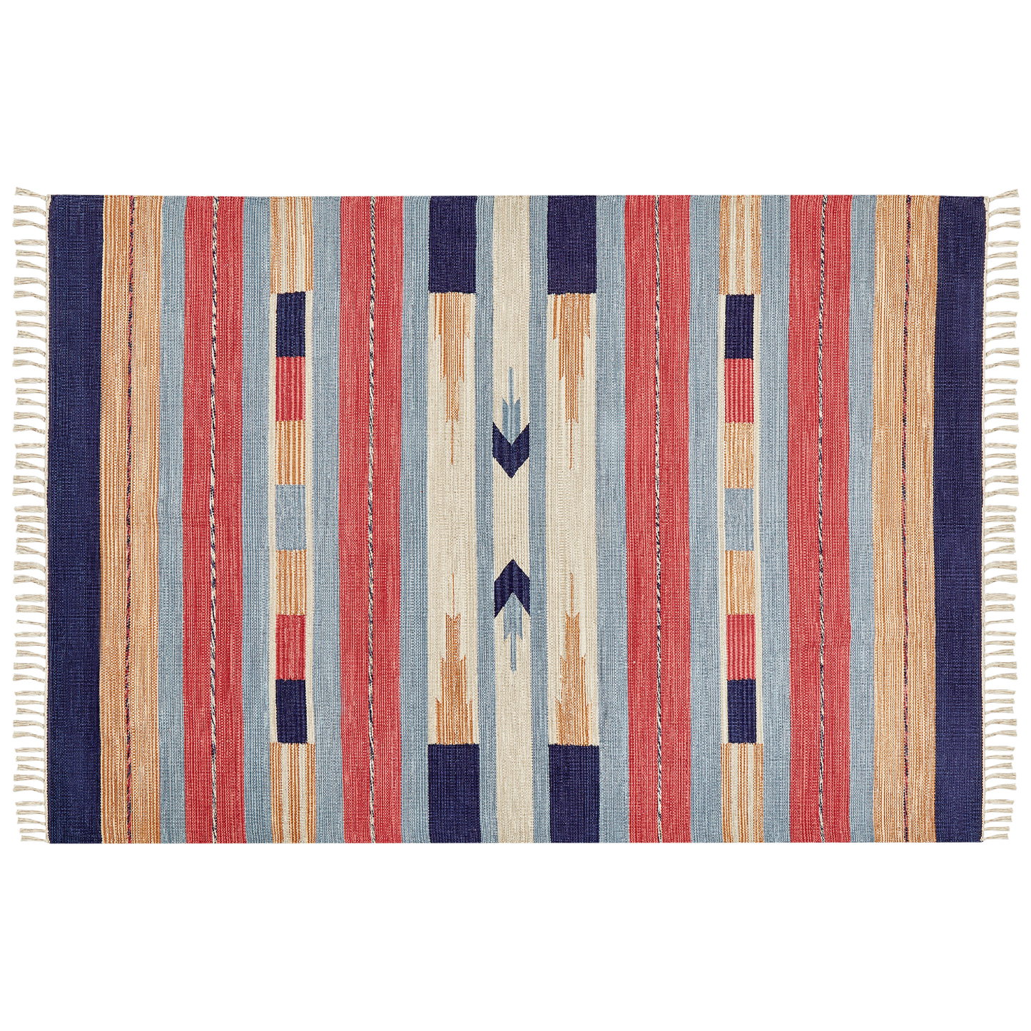 Kelim Teppich Baumwolle mehrfarbig 140 x 200 cm geometrisches Muster Kurzflor GANDZAK