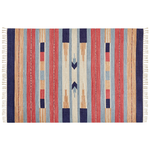 Kelim Teppich Baumwolle mehrfarbig 140 x 200 cm geometrisches Muster Kurzflor GANDZAK