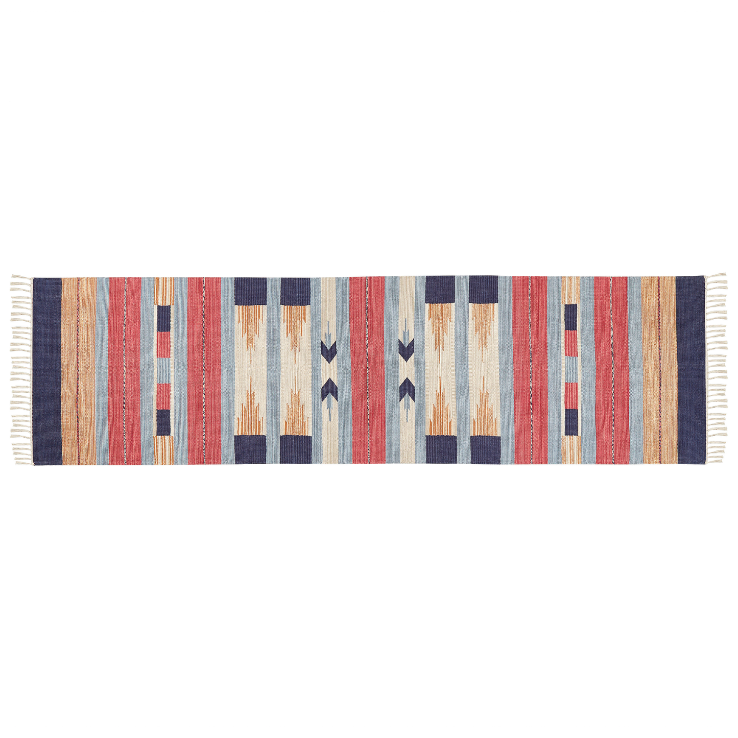 Kelim Teppich Baumwolle mehrfarbig 80 x 300 cm geometrisches Muster Kurzflor GANDZAK