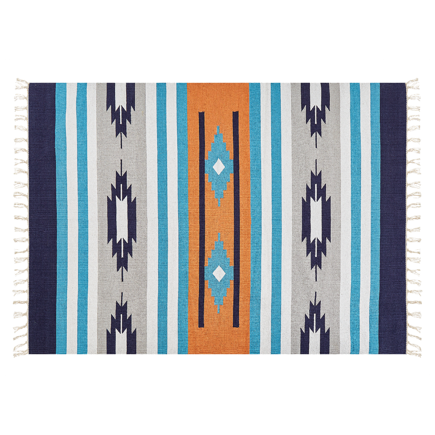 Kelim Teppich Baumwolle mehrfarbig 140 x 200 cm geometrisches Muster Kurzflor NORATUS