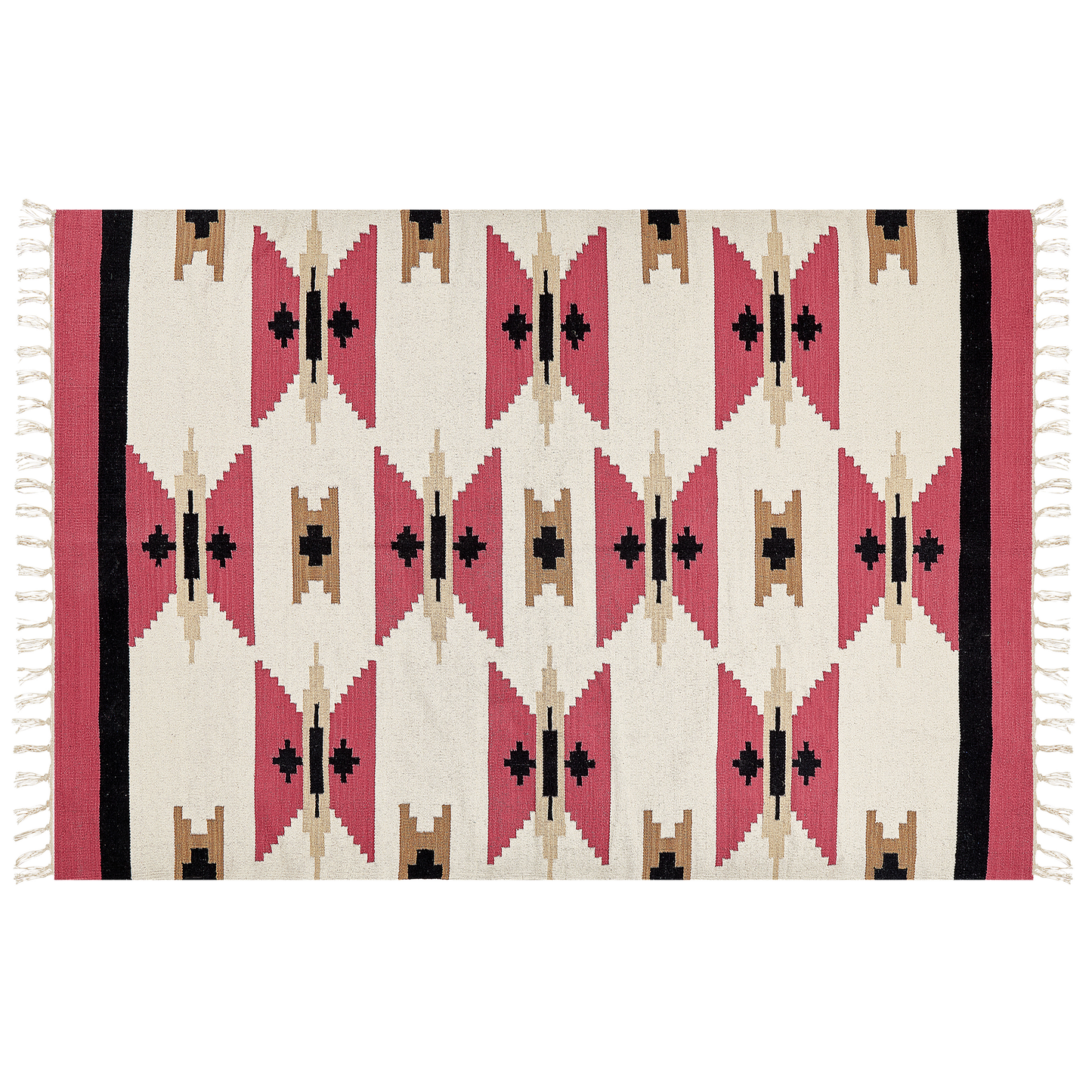 Kelim Teppich Baumwolle mehrfarbig 160 x 230 cm geometrisches Muster Kurzflor GARNI