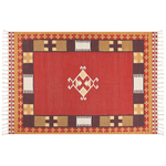 Kelim Teppich Baumwolle mehrfarbig 160 x 230 cm geometrisches Muster Kurzflor PARAKAR